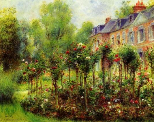 The Rose Garden at Wargemont - 1879 - Pierre-Auguste Renoir painting on canvas